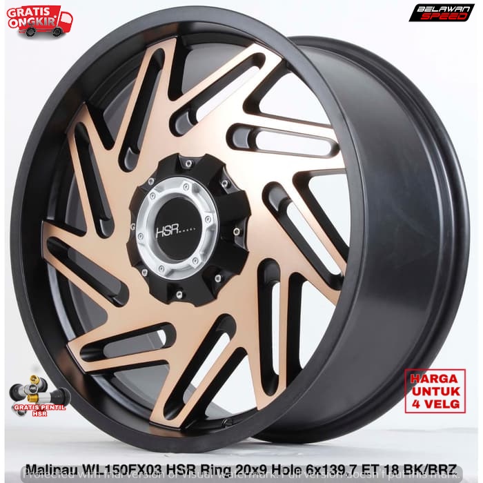 VELG MOBIL MODIFIKASI OFFROAD UNTUK PAJERO FORTUNER TRITON HILUX DC MALINAU WL150FX03 HSR R20X9 H6X1