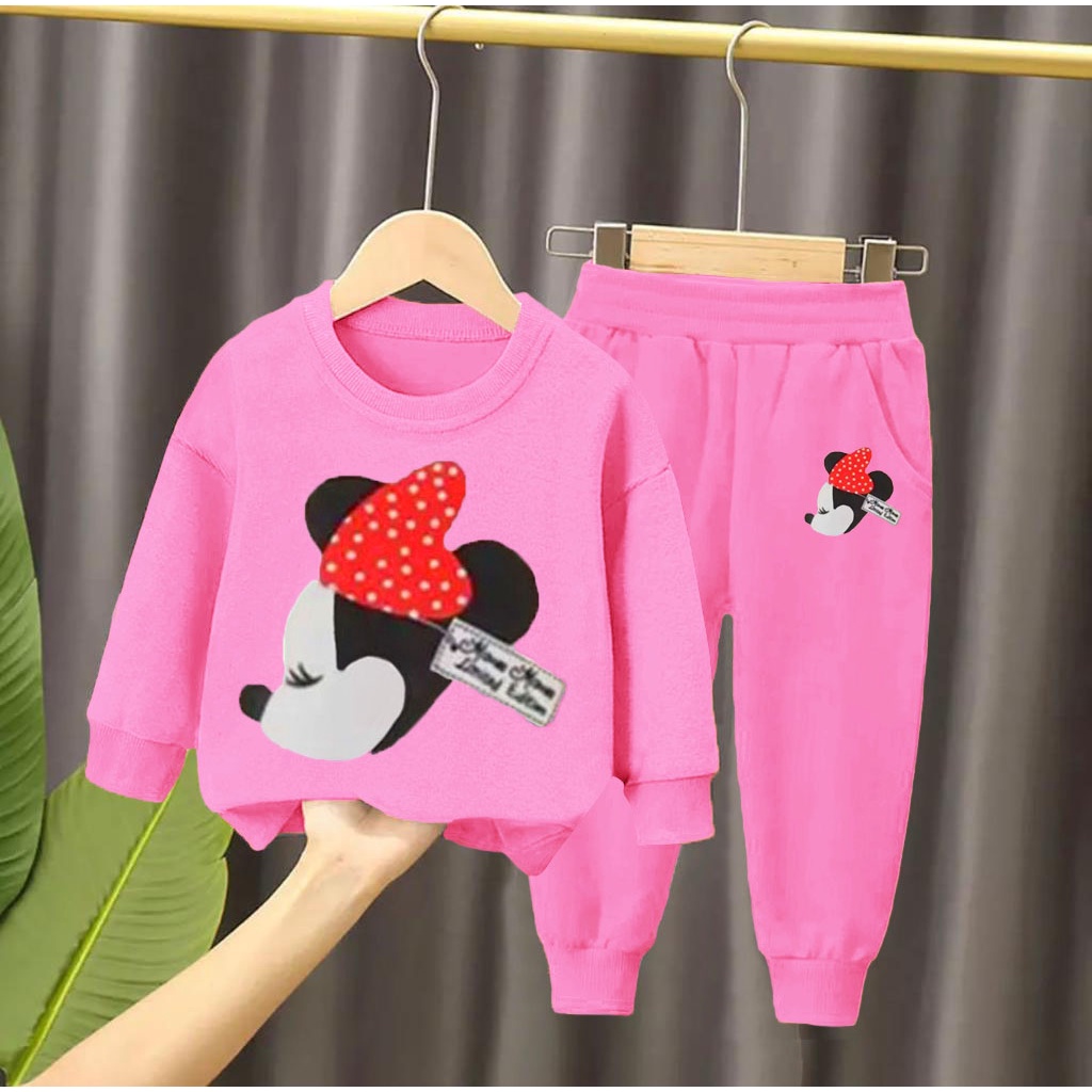 PROMO SWEATER ANAK PEREMPUAN MOTIF MINNIE MOUSE 1-5 TAHUN SETELAN SWEATER ANAK TERBARU DAN TERLARIS