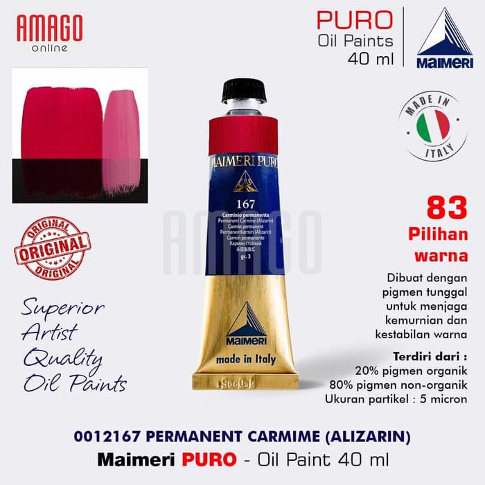 MAIMERI PURO - OIL PAINT- PERMANENT CARMINE (ALIZARIN) 40ML - M0012167