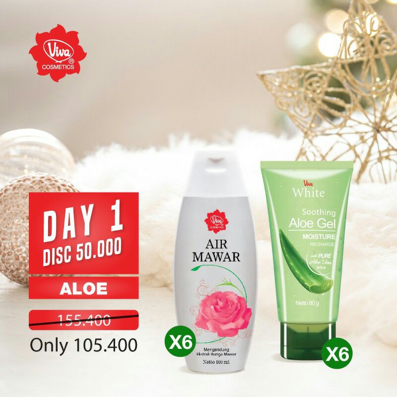 Paket Aloe Vera Gel Air Mawar Rose Water Viva