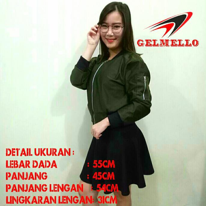 CROP TOP WANITA  JAKET BOMBER CROP ARMY {PRODUK TERBARU}