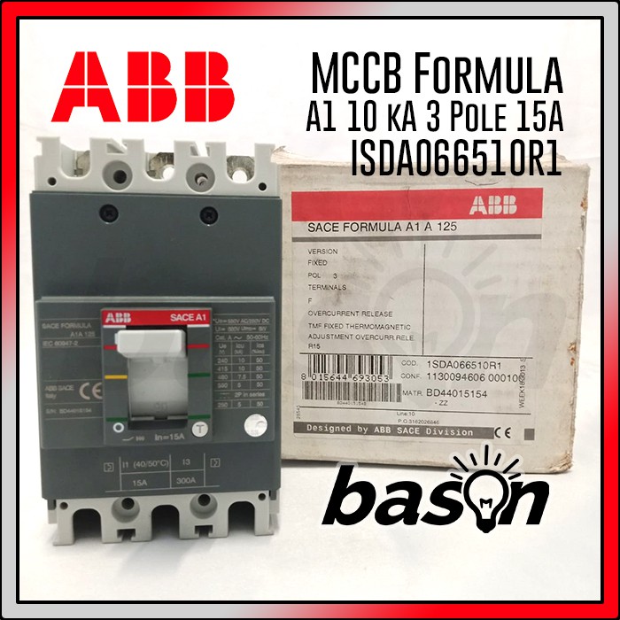 ABB MCCB Formula A1 10 kA 3 Pole 15A - 1SDA066510R1
