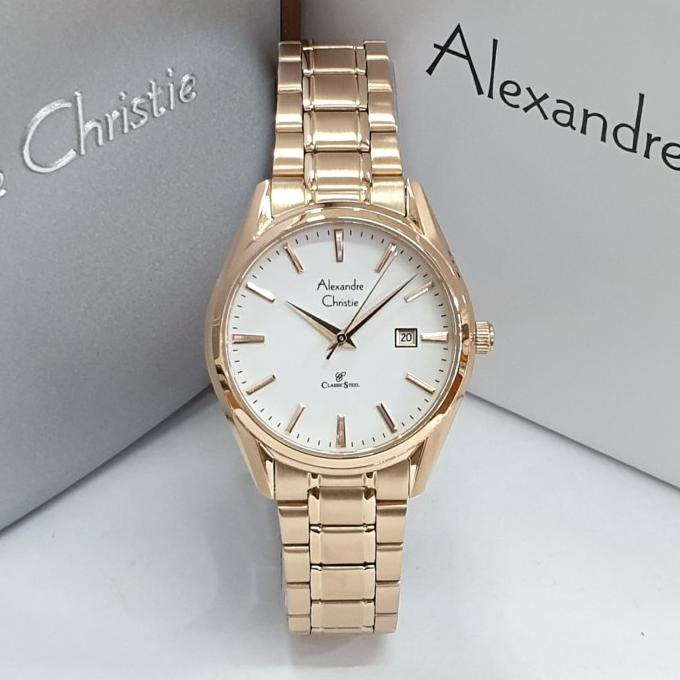 Jam Tangan Wanita Alexandre Christie AC 8554 Rosegold Original barang ada