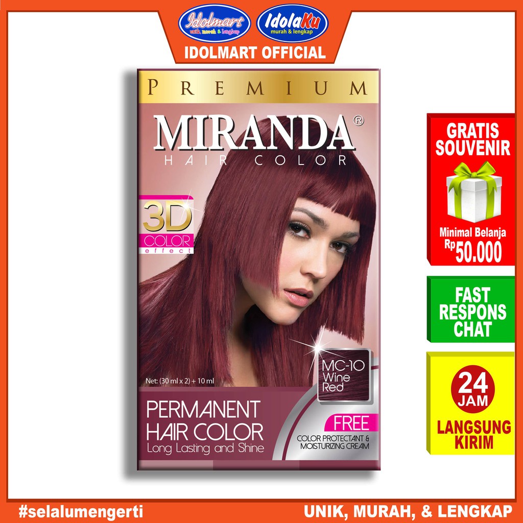 IDOLAKU Miranda Hair Color (Cat Rambut Permanen) MC10 Wine Red 30ml