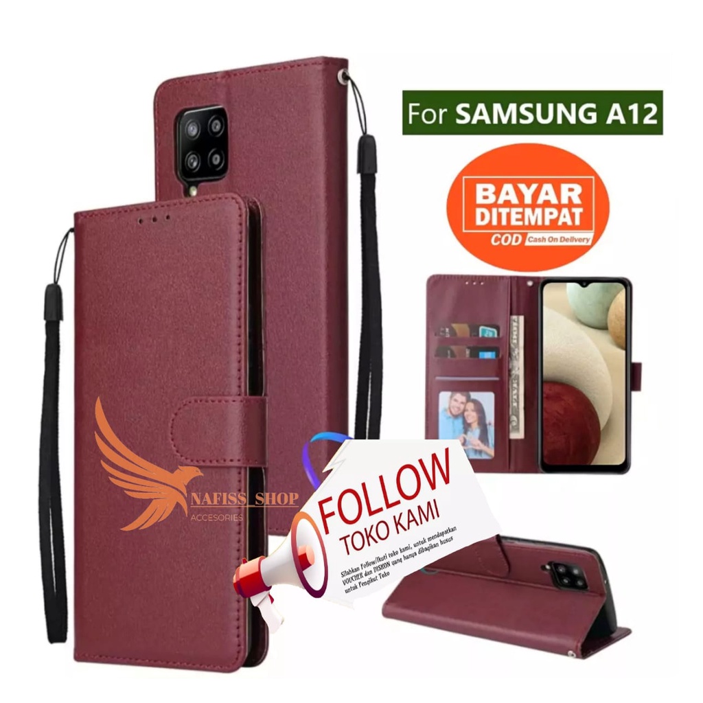 Flip Case Samsung A12 M12 flip wallet case standing flip cover Handphone