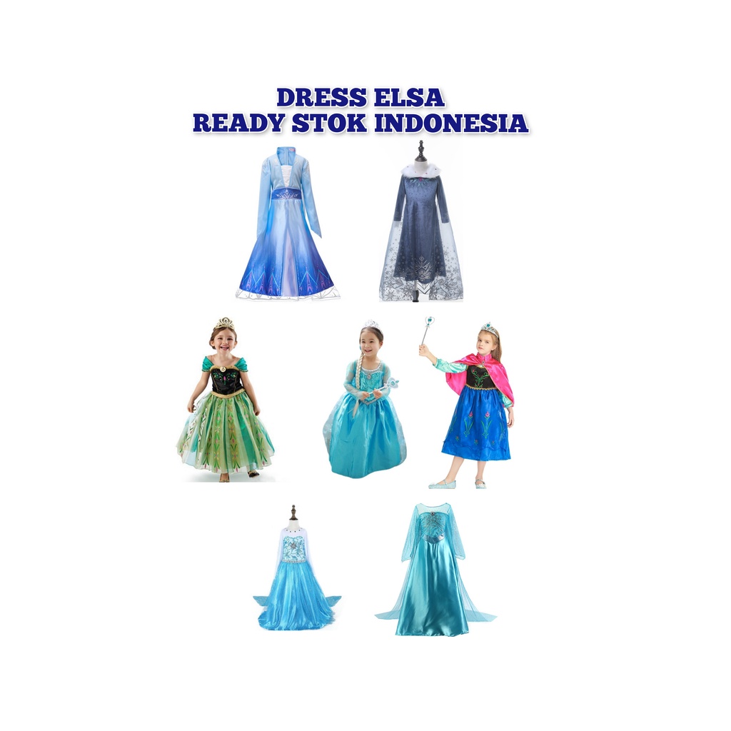 BAJU PRINCESS ANAK KECIL PEREMPUAN WANITA DRESS KOSTUM ELSA FROZEN