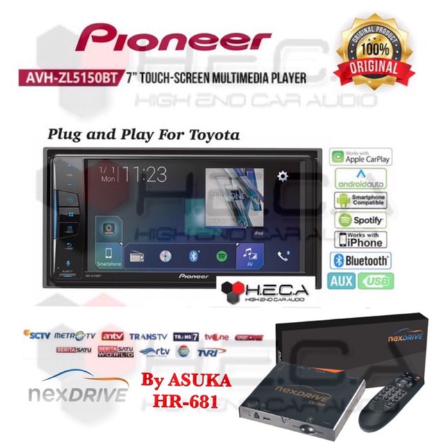 Pioneer AVH-ZL5150BT Head Unit Double Din & TV Tuner NEXDRIVE By Asuka