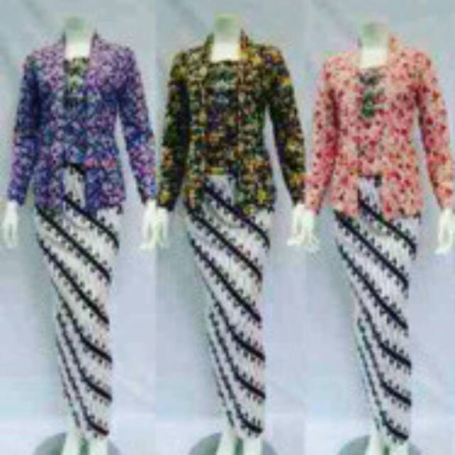 Rnb Set Flower Sogan Jarik Kebaya Modern Floral Kutubaru