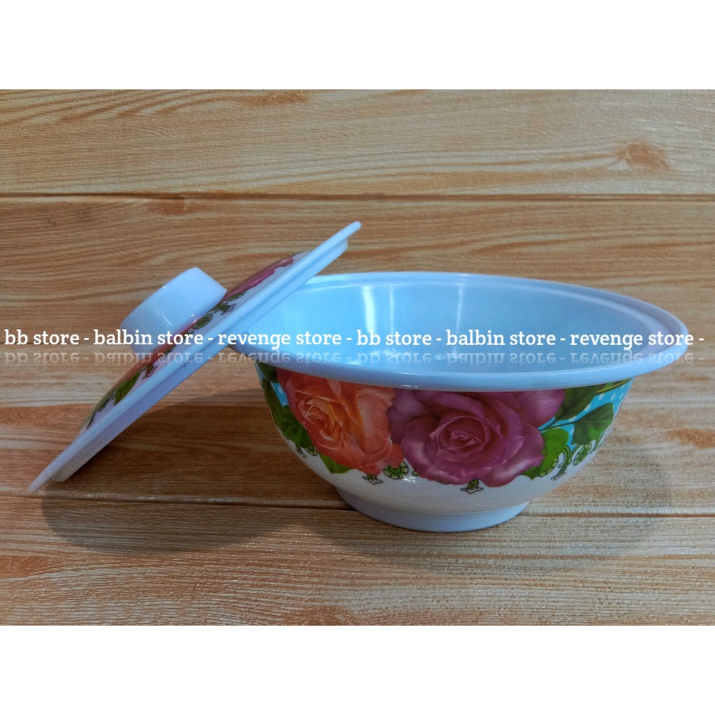 [balbin]mangkuk saji bulat melamin tutup motif rose-mangkuk saji tutup-17.5cm-mangkuk melamine tutup-terlaris dan termurah-bayar di tempat