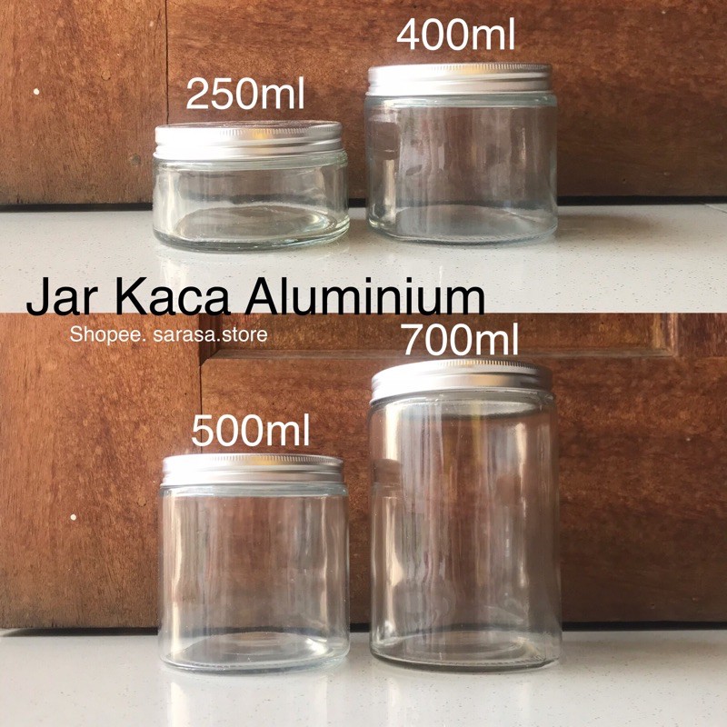 Jar Toples Wadah Kaca Tutup Aluminium 250 400 500 700 ml 