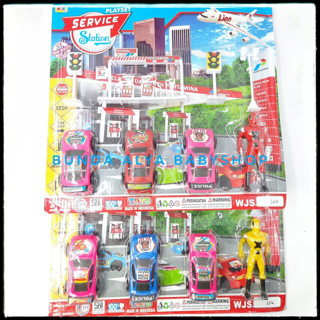 Mainan Lalu Lintas Anak Service Station Playset - Set Mainan Pom Bensin Plus Mobil Mobilan Rambu Lalu Lintas