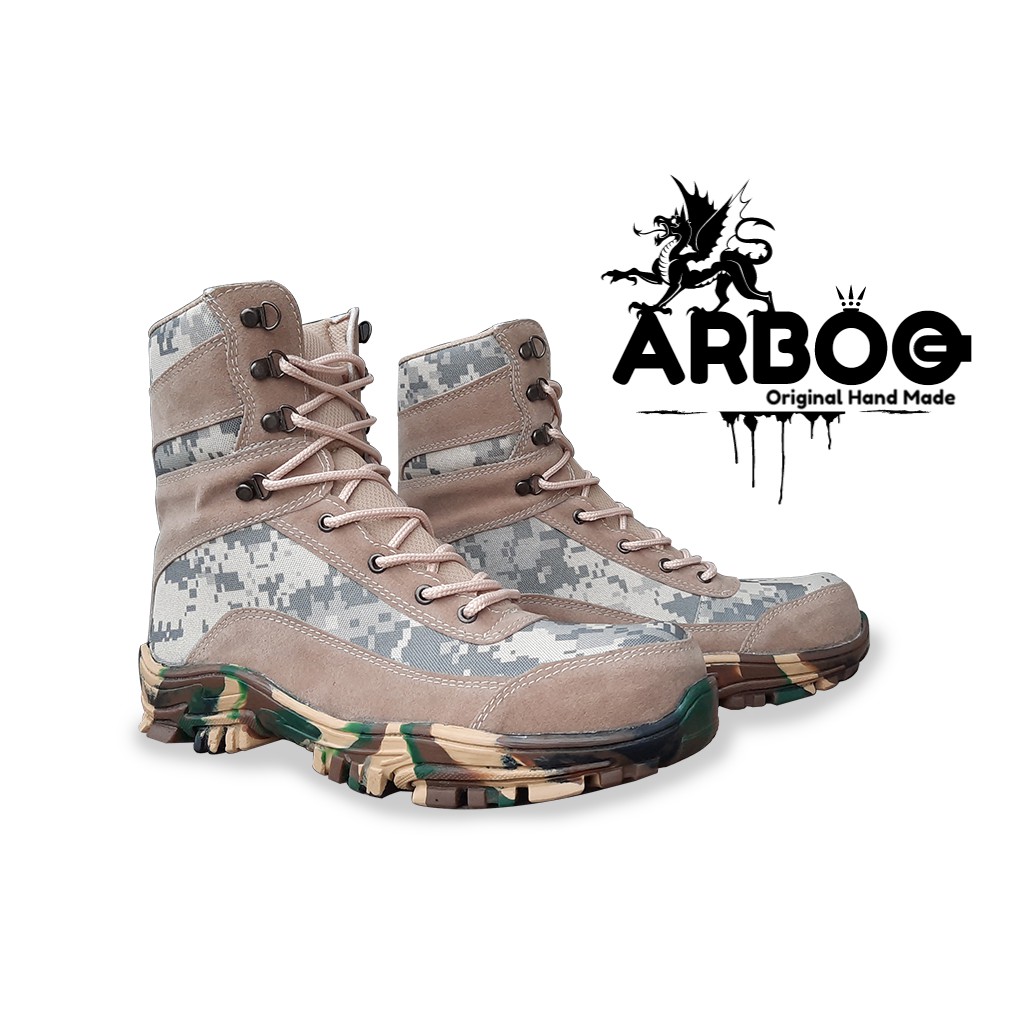 PROMO Sepatu Boots Pria Sefty Arboo UA Loreng Suede Cordura TNI Ujung Besi Keren