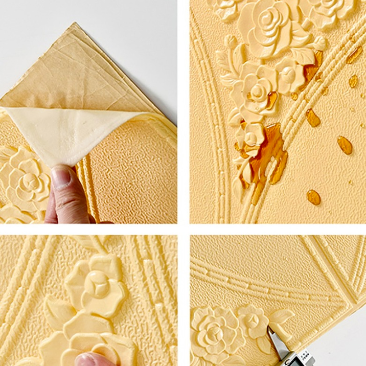 Stiker Dinding 3d Bahan Busa Tahan Air Warna Putih Emas Silver Biru Pink Coklat Indonesia 2021-8