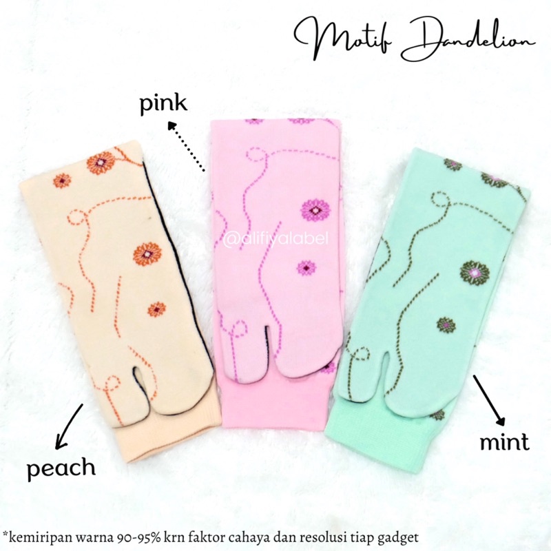 KAOS KAKI JEMPOL MUSLIMAH NILON “Motif Dandelion” / KAOS KAKI NILON TAPAK HITAM