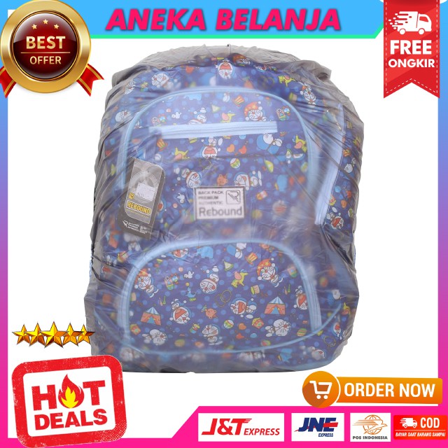 Ransel Anak Perempuan Rebound Motif Doraemon Warna Biru IMut Lucu Cocok Untuk Sekolah Free Raincover