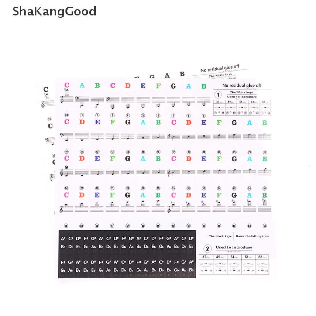 Stiker Keyboard Piano Elektronik 54 / 61 Kunci Model Transparan