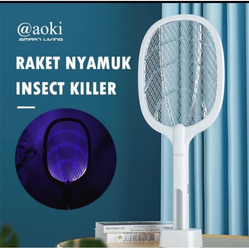 Raket Nyamuk AOKI 881S Canggih Efektif 2IN1 Insect  KILLER Wireless Charge