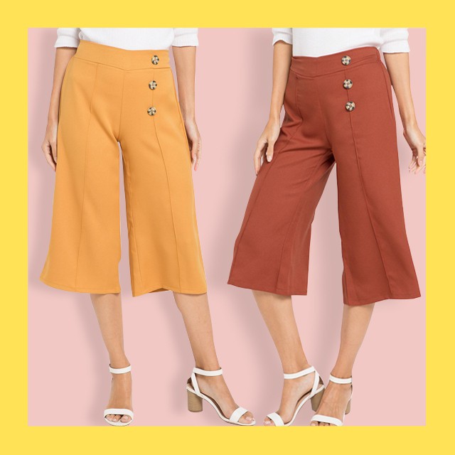 Celana Kulot Wanita 3 4 Qlassuale Button Palazzo Brick Celana Kulot Wanita 3 4 Qlassuale Button Palazzo Brick