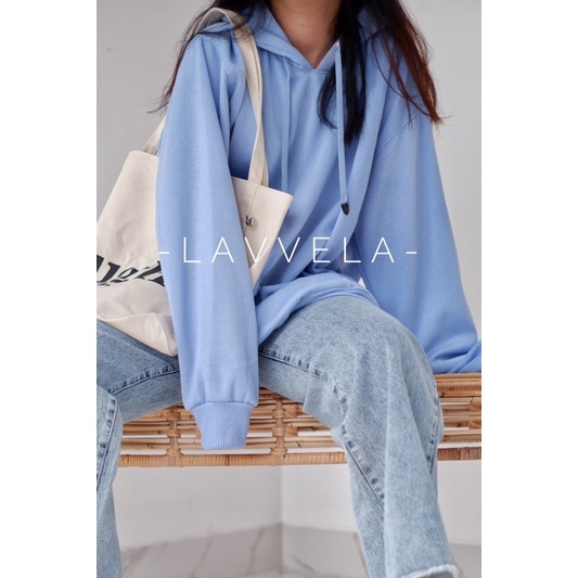 OVERSIZED HOODIE FLEECE CYAN LAVVELA