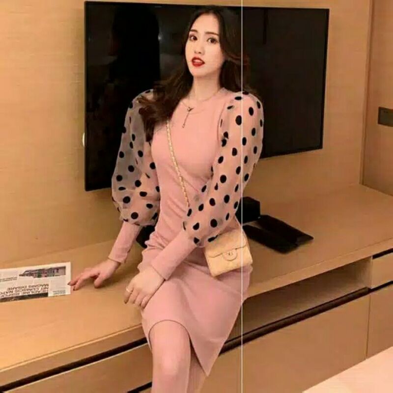 C413-1Amora Baju dress pesta bodycon rajut wanita import baju mini dress pesta kondangan bodycon cew