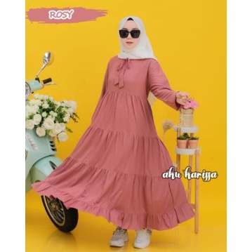 Sandra Midi Dress Muslim Rayon Polos Gamis Terbaru Fashion Wanita