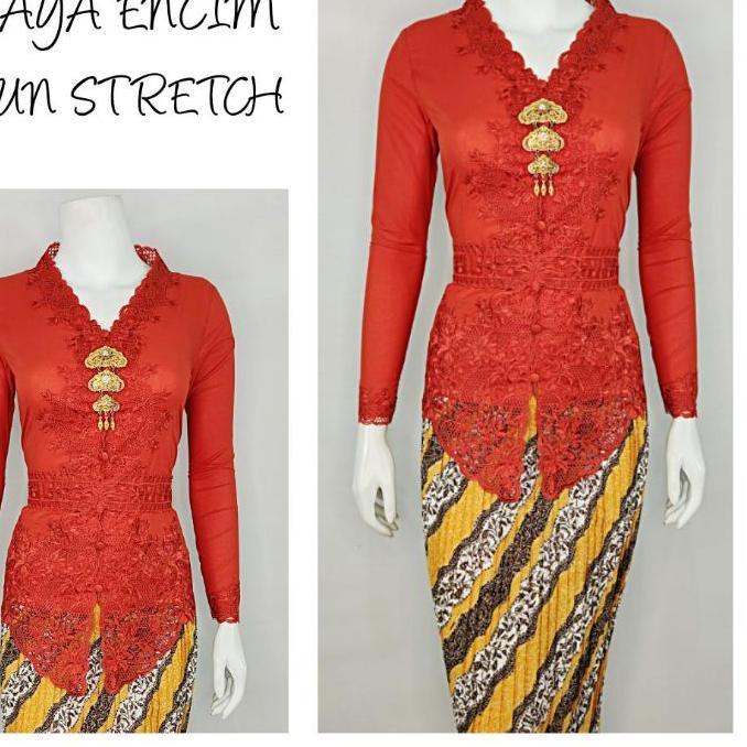 ✮ Indah KEBAYA ENCIM MODERN LENGAN PANJANG BORDIR SENADA KATUN STRETCH KEBAYA WISUDA KEBAYA KATUN KE