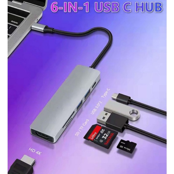 usb hub 6 in 1 type c