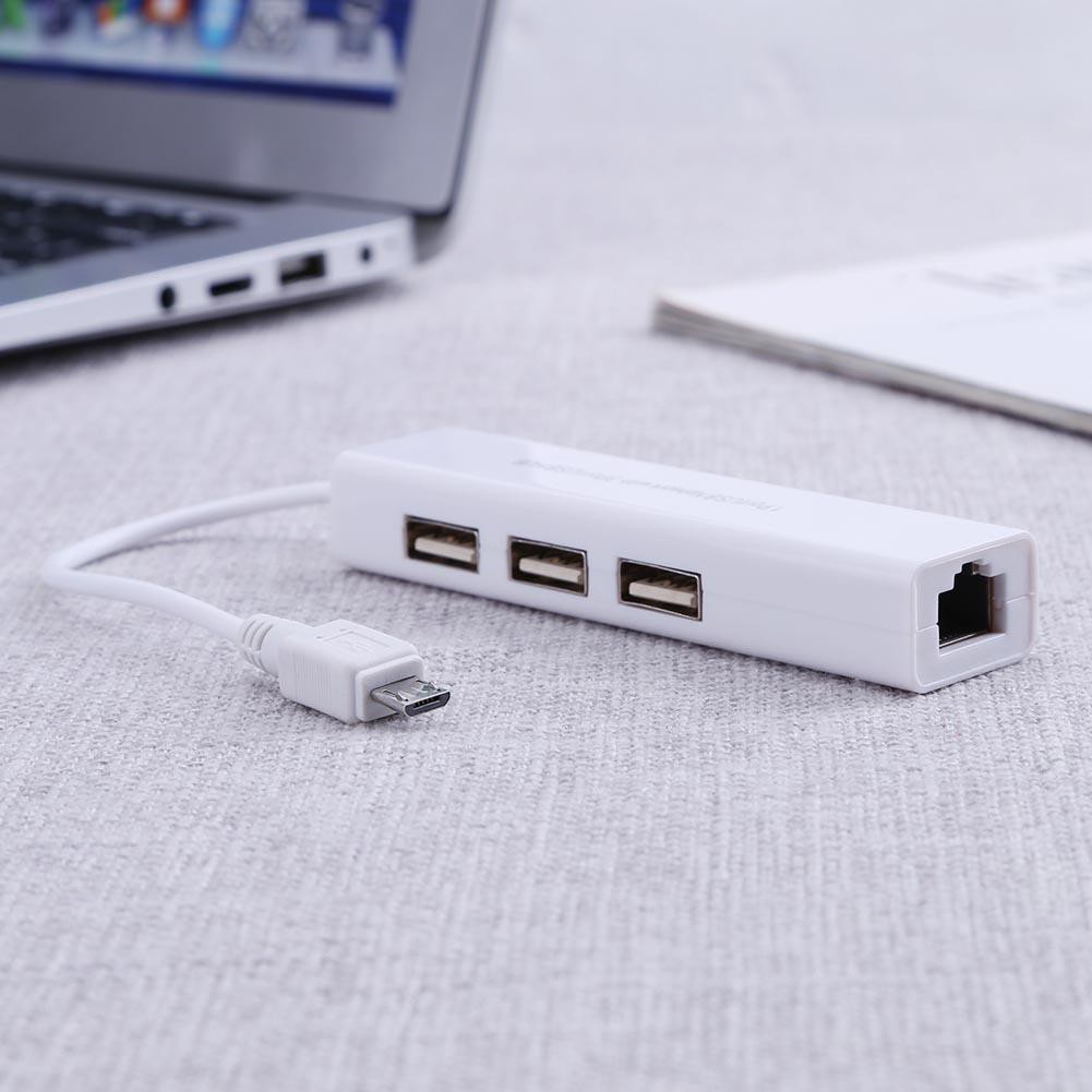 MOJITO OTG 3 Port USB 2.0 HUB 10/100MB Micro USB to RJ45 LAN Adapter Network Card