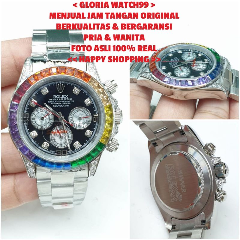 JAM TANGAN ROLEX DAYTONA CHRONOGRAPH DIAMOND RAINBOW SUPER PREMIUM AAA