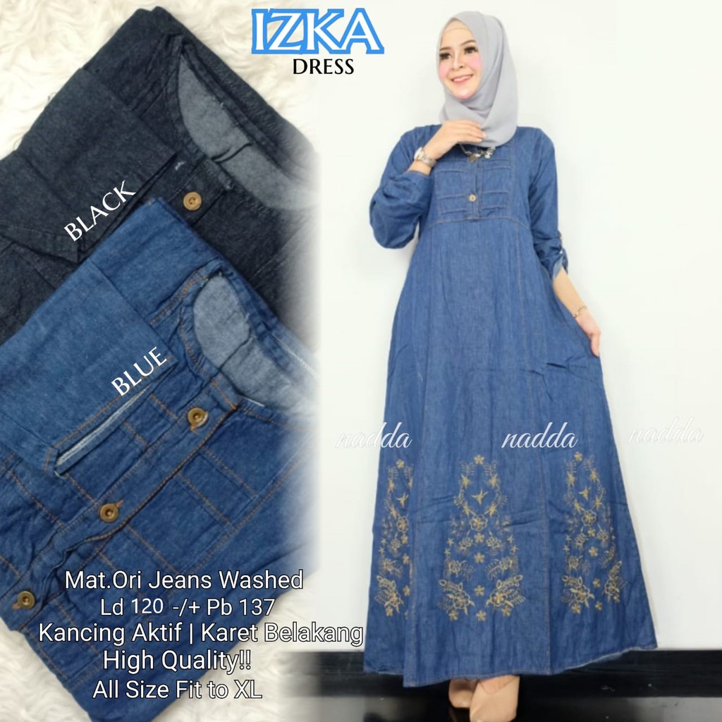 AERO MAXI IZKA DRESS JEANS ORIGINAL BORDIR KEKINIAN GBM