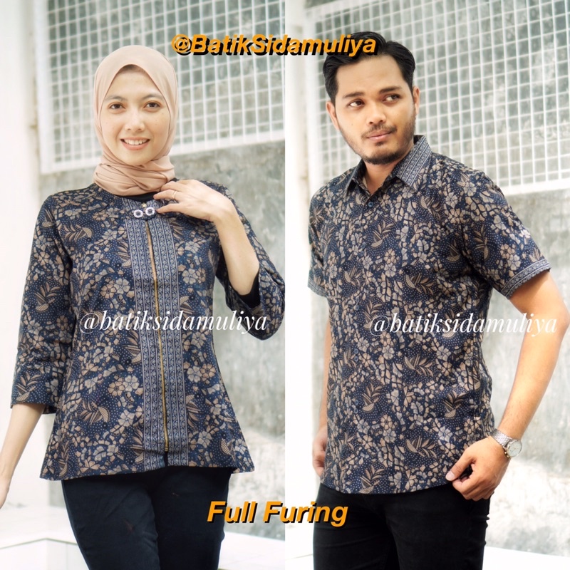 Batik Couple Modern Pasangan Sarimbit Pria wanita Baju Kerja blazer Atasan Kantor Kemeja Blouse Fashion Full Furing Eksklusif