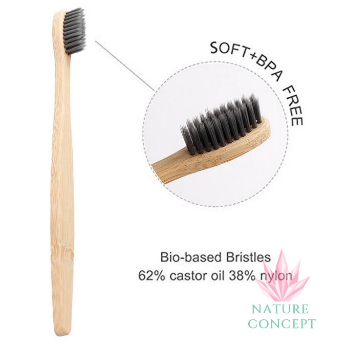 Bamboo Toothbrush Sikat Gigi Bambu Ekonomis - Harga per 1 box isi 4 pc