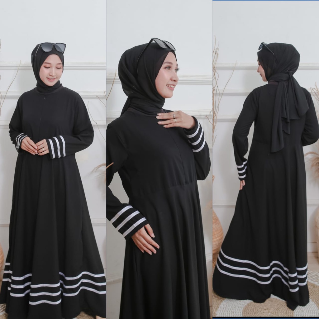 Abaya Dubai Nashwa - Gamis Hitam Simpel