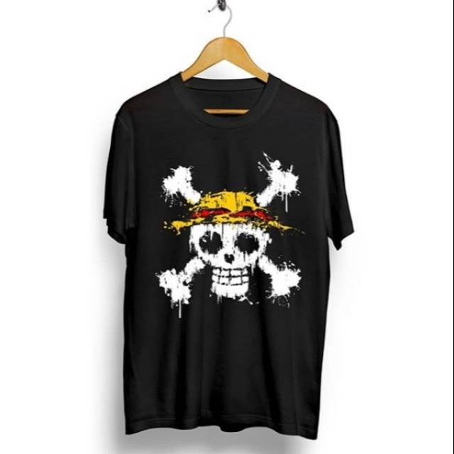 Fourfashion Kaos Pria Kaos Distro ONE PIECE LOGO Black CN673