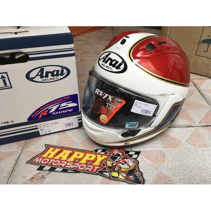 HELM FULL FACE ARAI RX7X SPENCER 40TH LIMITED EDITION MERAH DOT M L XL