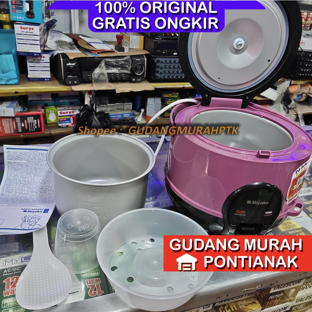 Rice Cooker Miyako  ANTI LENGKET / Magic Com BAhan NANOAL MCM-606B SBC / MCM 606 B SBC Panci Putih Magicom memasaka dan menghangatkan nasi