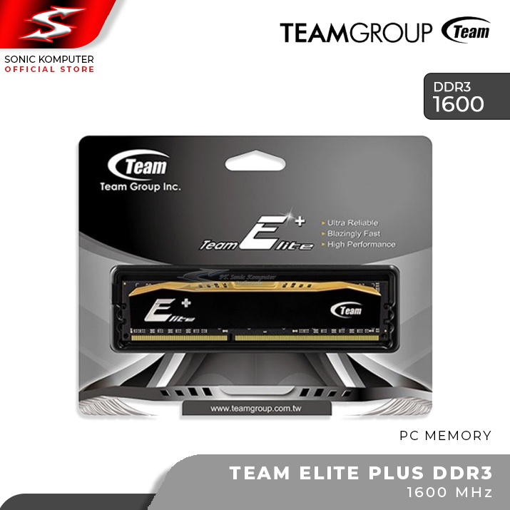 Memory RAM Team Elite Plus DDR3 1600MHz PC12800 Desktop Memory with Heat Spreader