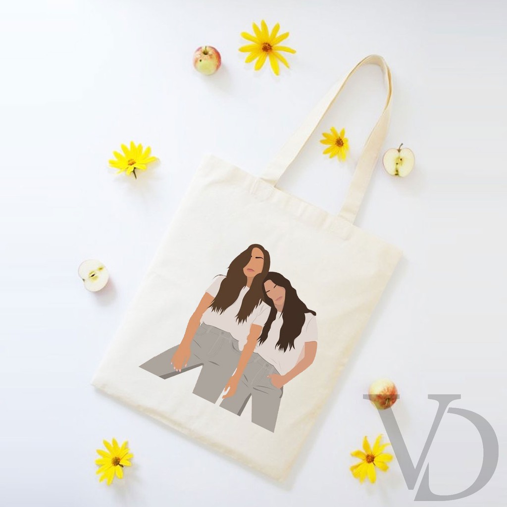 TOTE BAG BAHAN KANVAS MOOD CEWEK/ AESTHETIC TOTE BAG / TAS BELANJA MOTIF KOREA