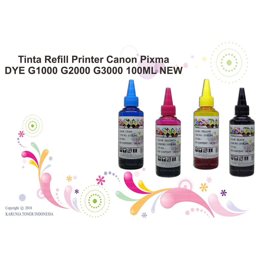 Tinta Refill Printer Canon Pixma DYE G1010 G2010 G3000 G3010 G4010 Kenasan 100 ML NEW