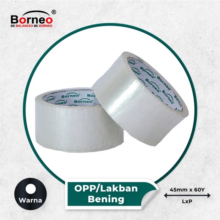 

Borneo OPP Lakban Bening / Coklat 45 mm x 60 Yard - Bening