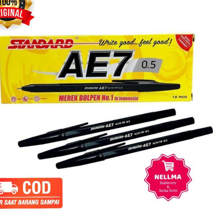 

の Pulpen Standart AE7 Hitam isi 12 pcs ☮