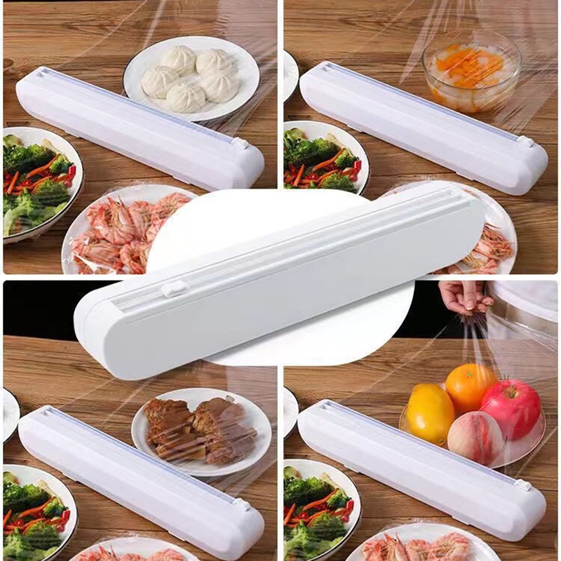 1PCS Kitchen Plastic Foil Cling Film Wrap Storage Dispenser Cutter