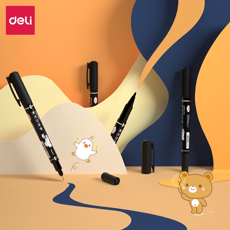 

Deli Double Tip Fine Liner / Spidol Pulpen Dua Sisi Cocok di banyak permukaan S563