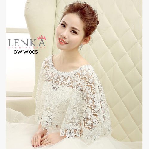 [PRODUK TERMURAH] BOLERO RENDA LACE AKSESORIS PENGANTIN WANITA PUTIH BWW005