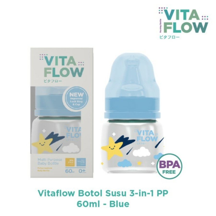 VITAFLOW Botol Susu Dot PP 60ml BPA Free | Botol ASI Satuan Baby Feeding Bottle Nursing Bottle