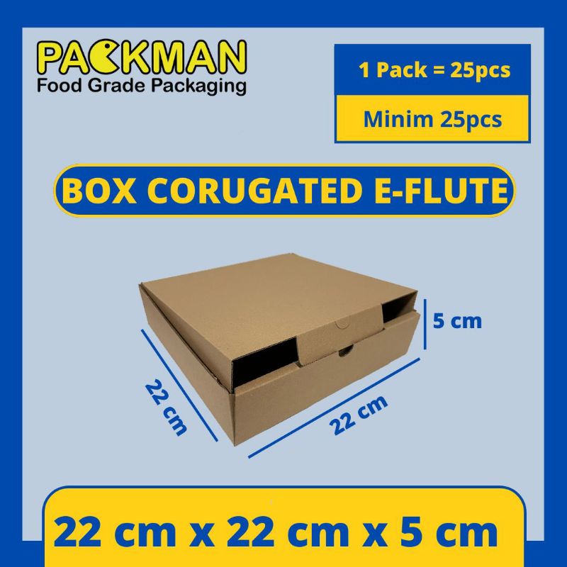 

KARDUS 22x22x5 cm / BOX KARTON CORUGATED DIECUT E-FLUTE / PIZZA BAJU AKSESORIS ONLINE