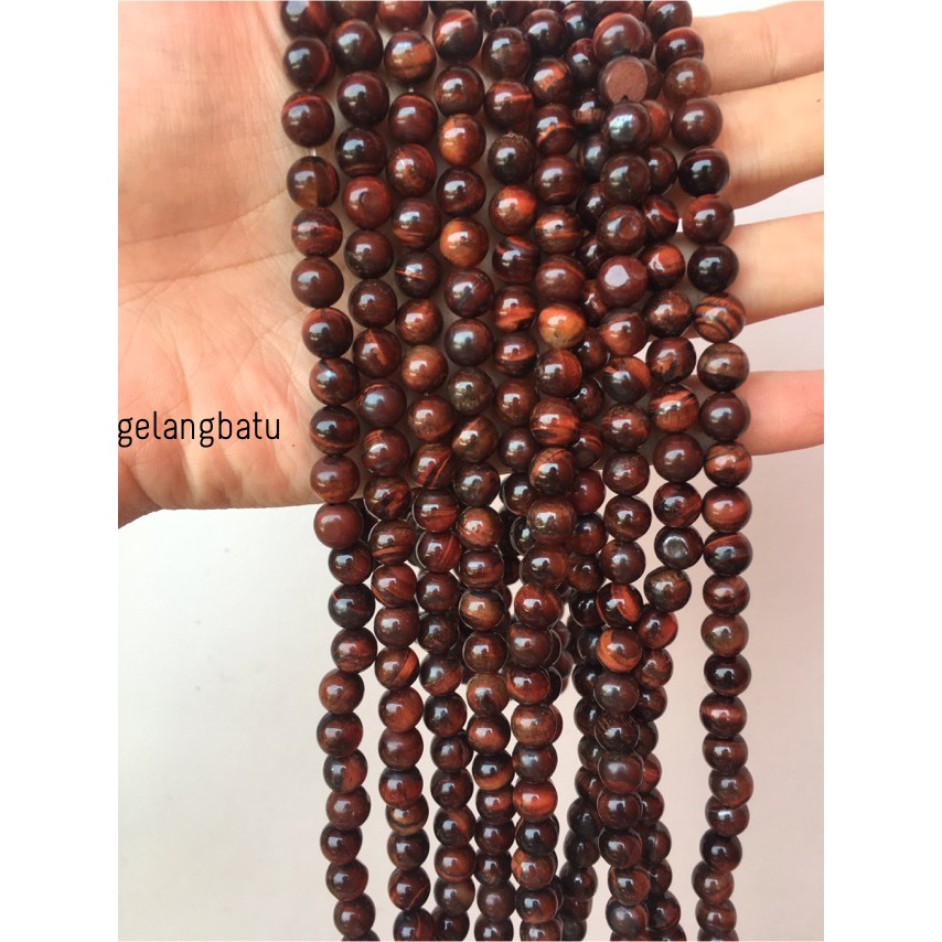 blackred tiger eye biduri sepah merah mata singa 8mm natural akik aksesoris pria wanita fashionita