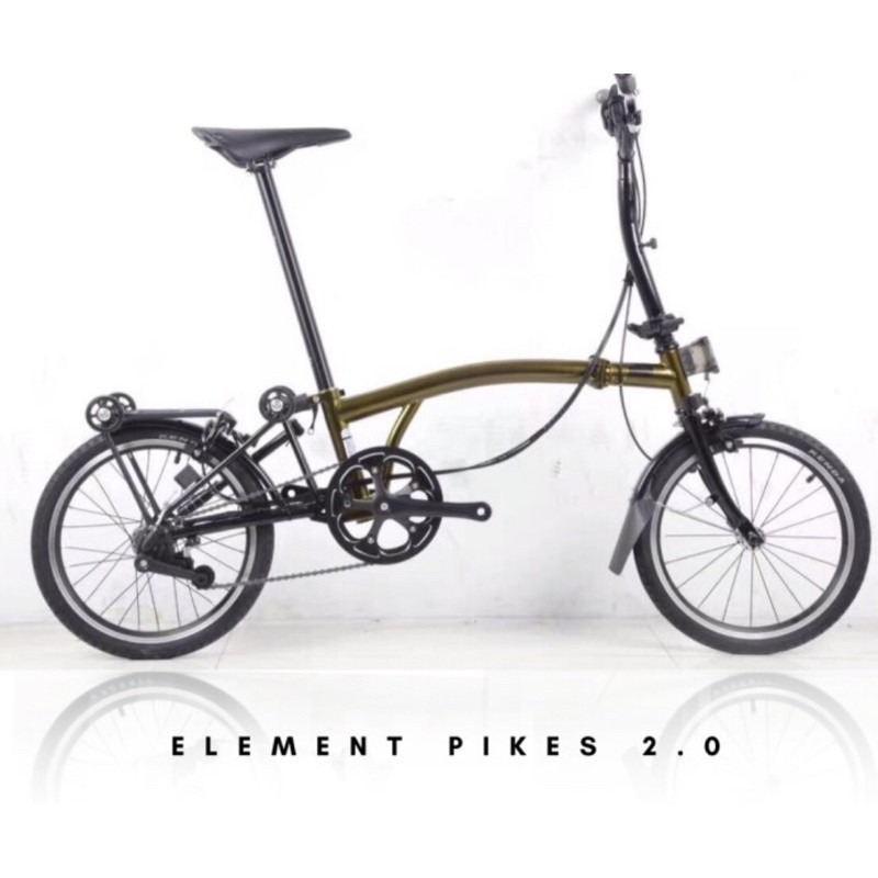 Sepeda Lipat Element Pikes Gen2 trifold Garansi resmi 2x3s SNI CJ COD cicilan kredit 20 inch gen 2-Goldie