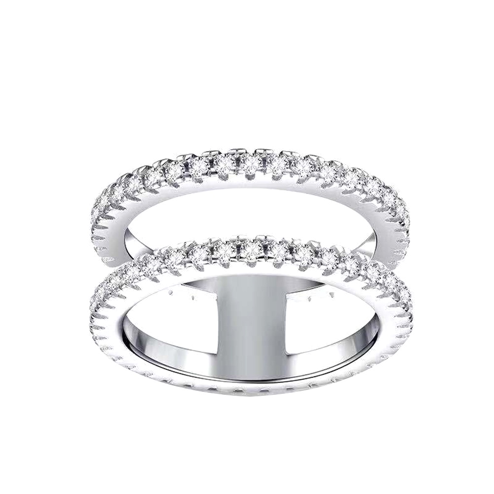 Hu Hu Hu Hu Hu Alat Bantu Pasang Kacamata♡ Cincin Wanita Model Lapis Ganda Aksen Berlian Imitasi Untuk Hadiah Pernikahan