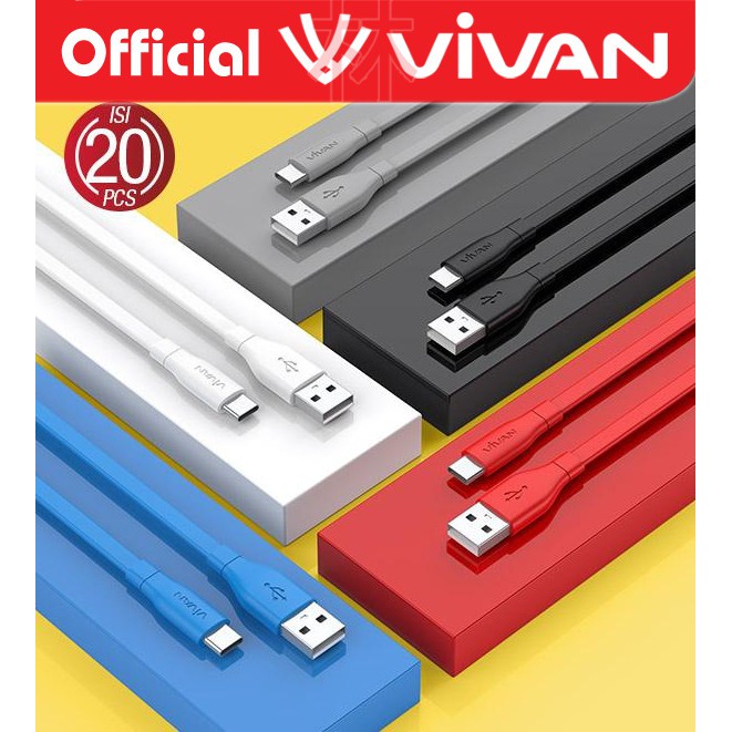 Vivan CBC100S Data Cable Type-C 2.4A Colorful - 1 Kaleng 20 Pcs